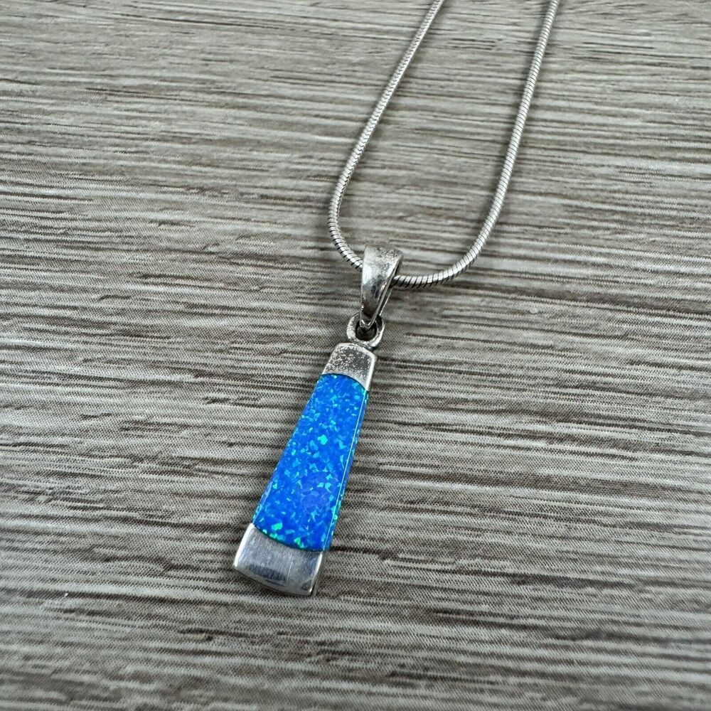 Sterling Silver 925 Lot Necklace Pendant Stamped Turquoise Chain